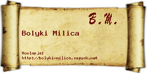 Bolyki Milica névjegykártya